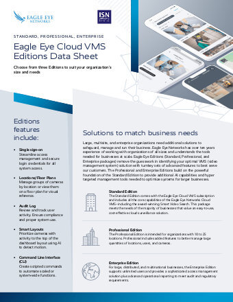PDF Cover Eagle Eye Networks Cloud VMS editions data sheet 2024-03-07