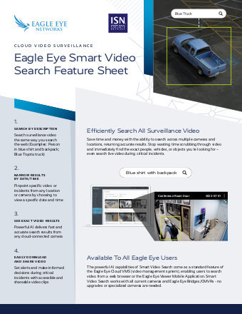 PDF Cover Eagle Eye Networks Smart Video Search feature sheet 2023-11-03