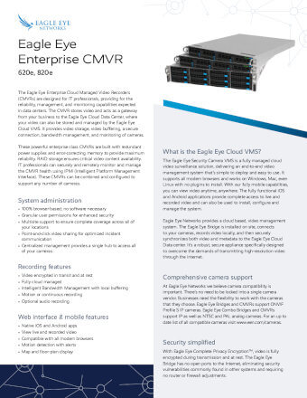 Cover von Eagle Eye CMVR 620e 820e Data Sheet 